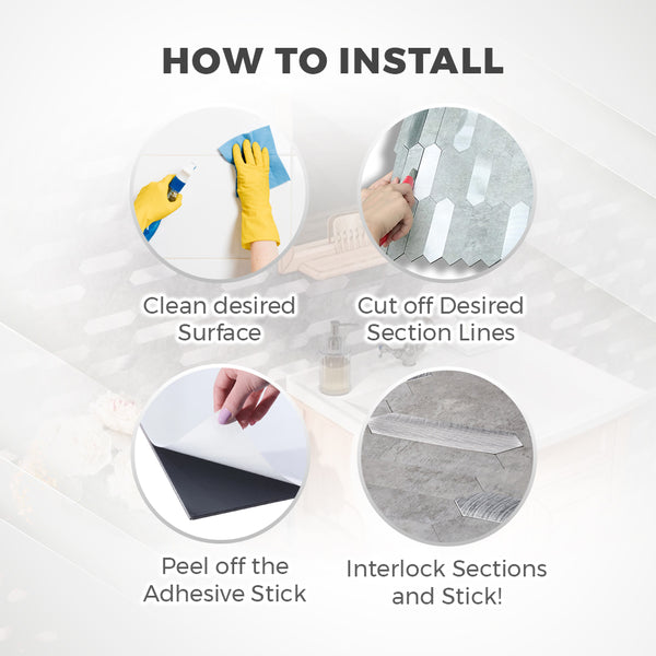 Acepunch Silver & Grey Picket Mosaic Aluminum Metal Tile Backsplash - AP1351