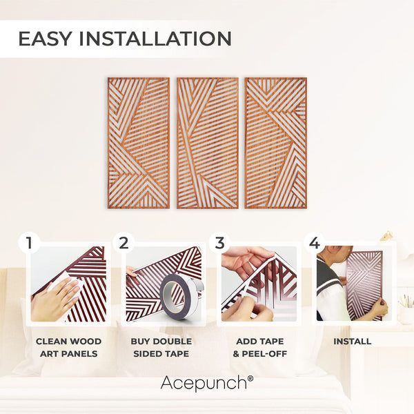 Acepunch Dimensional Walnut Wood Wall Art Decor AP1286