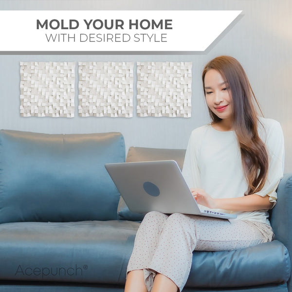 Acepunch 3D Multi-Color Geometric Wood Art Blanca AP1298