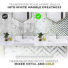 Acepunch Herringbone Peel N' Stick White Marble and Gold Aluminum Tile Backsplash AP1349