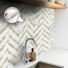 Acepunch Herringbone Peel N' Stick White Marble and Gold Aluminum Tile Backsplash AP1349