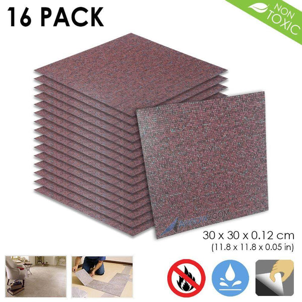 Arrowzoom PVC Vinyl Floor Tile Series Maroon Carpet Pattern 30 x 30 cm KK1175