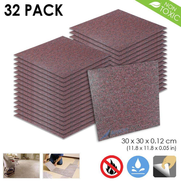 Arrowzoom PVC Vinyl Floor Tile Series Maroon Carpet Pattern 30 x 30 cm KK1175