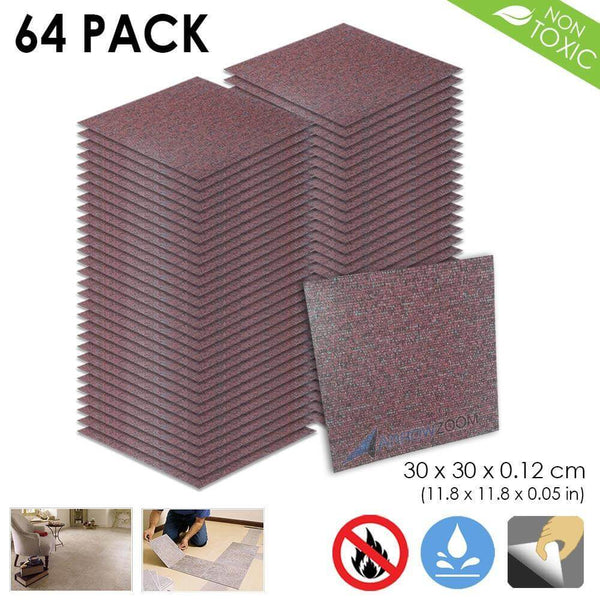 Arrowzoom PVC Vinyl Floor Tile Series Maroon Carpet Pattern 30 x 30 cm KK1175