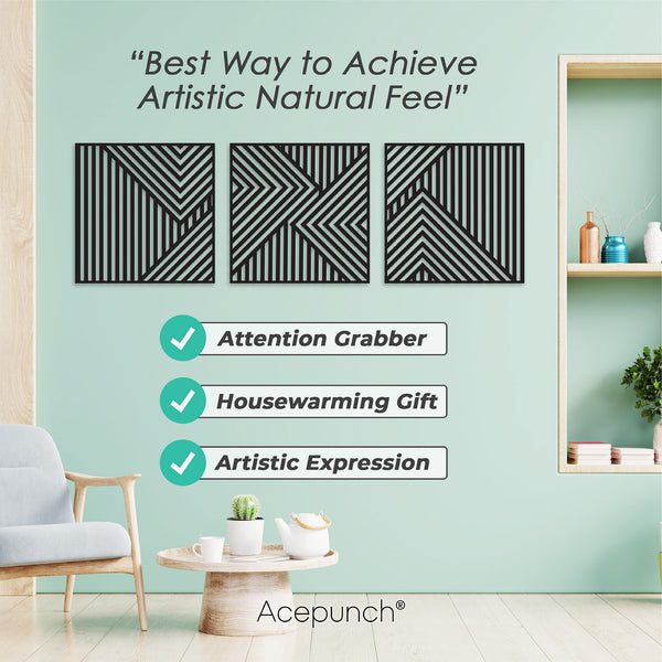 Acepunch Asymmetrical Lines Wood Wall Art Decor AP1288