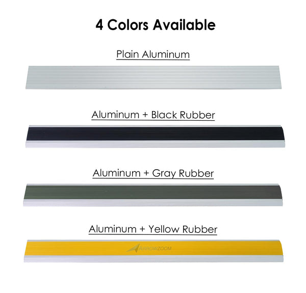 Acepunch 30 Pcs Anti-Slip Aluminum Stair Nosing Rubberized Staircase Strip Insert Anodized Stair Treads Edging Trim Profile Edge Nosing KK1180