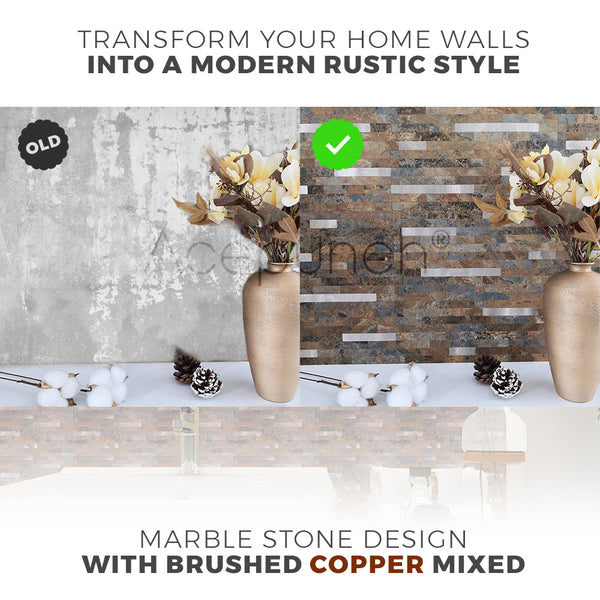 Acepunch Marble Stone Rustic Aluminum Metal Tile Backsplash - AP1352
