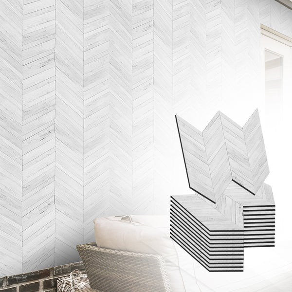 Acepunch W-Mosaic White Plank Adhesive Peel and Stick PVC Tile Backsplash - AP1347