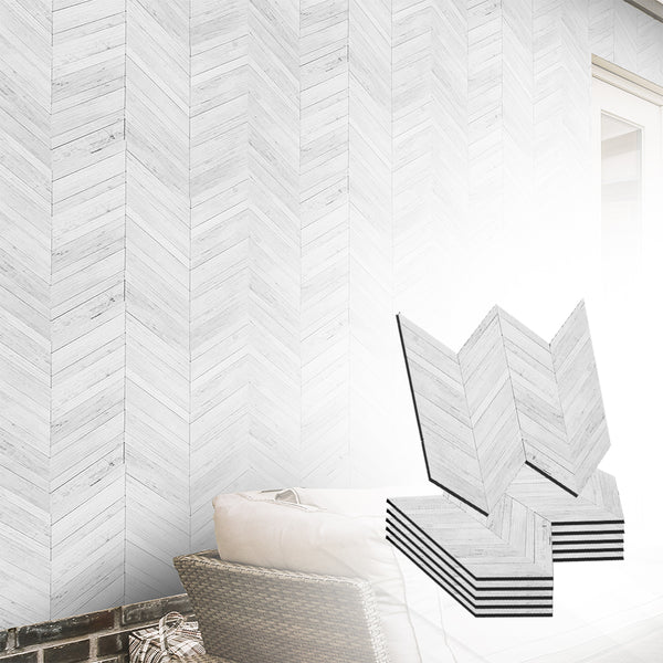 Acepunch W-Mosaic White Plank Adhesive Peel and Stick PVC Tile Backsplash - AP1347